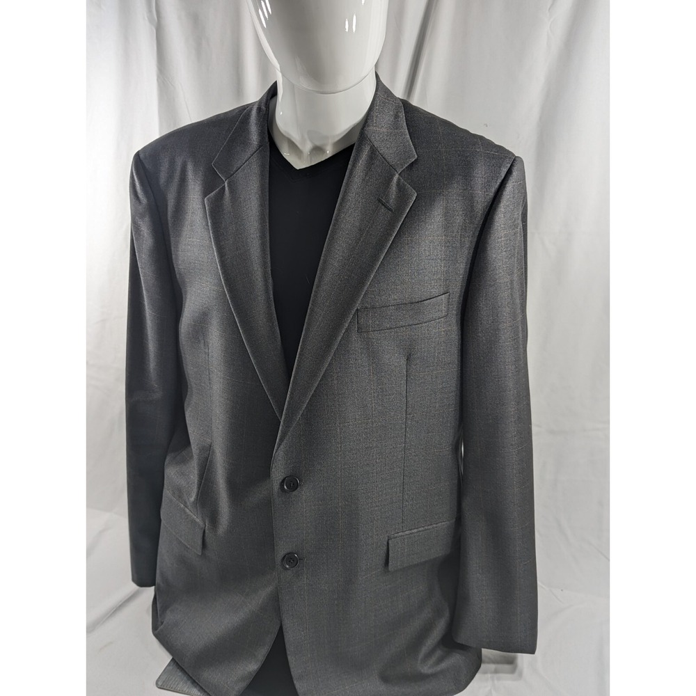 Hickey Freeman Blazer Sport Jacket Suit Coat Dark Gray Subtle Windowpane 44R